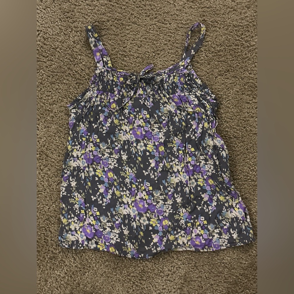 Grey Floral Bow Tank - S